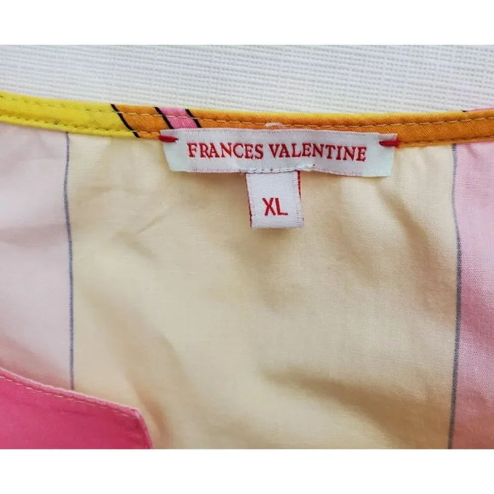 Frances Valentine Relaxed Fit Cotton Poplin Yellow Color-Block Plaid Top Size XL - Picture 4 of 9